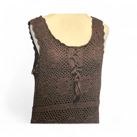 Y2K Newport News Black Crocheted Boho Maxi Dress - Picture 4 of 5